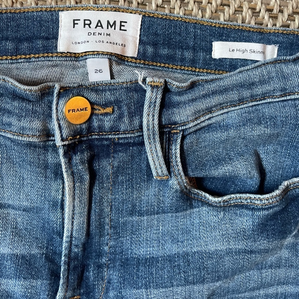 Frame Le High Skinny Raw Hem Ankle Denim Jeans Size 26 - Picture 3 of 7